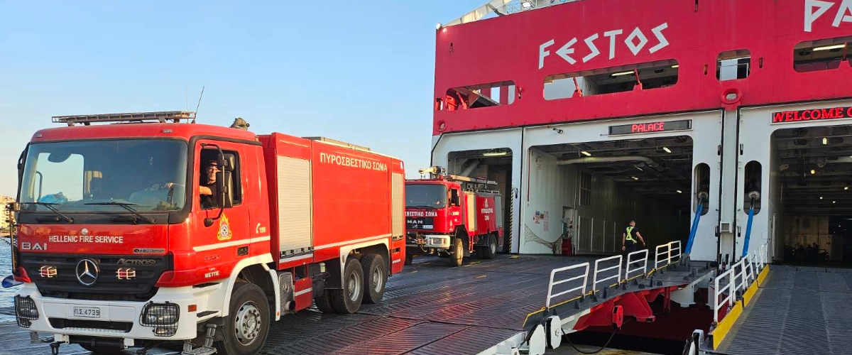 Minoan Lines supports firefighting operations in Milos